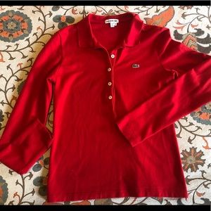 Lacoste Basic Red Long Sleeve Polo Shirt